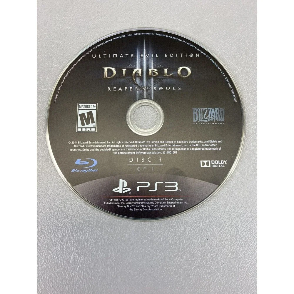 Diablo Reaper of Souls Ultimate Evil Edition‎  (PS 3, 2014) Disc Only Tested